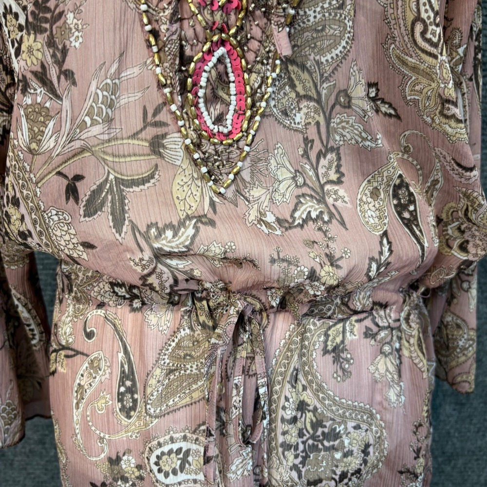 Neha Beaded Boho Tunic Mini Dress Paisley Festival Coachella Size M - Picture 5 of 8